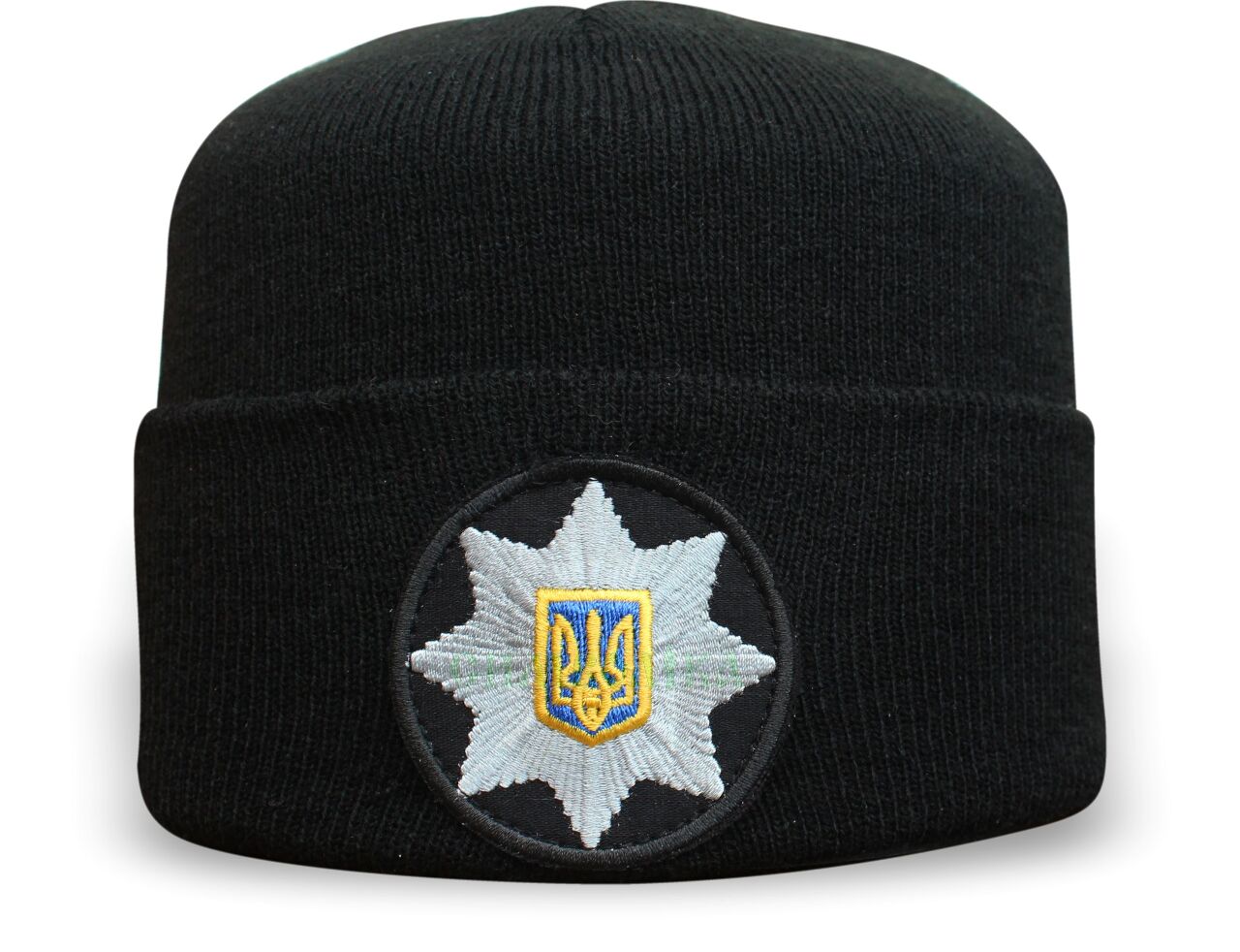 Шапка чорна з кокардою поліції (з флісом) !