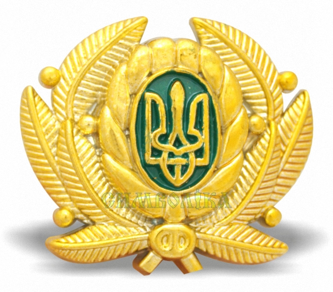Кокарда Українська залізниця (тризуб) зелений фон