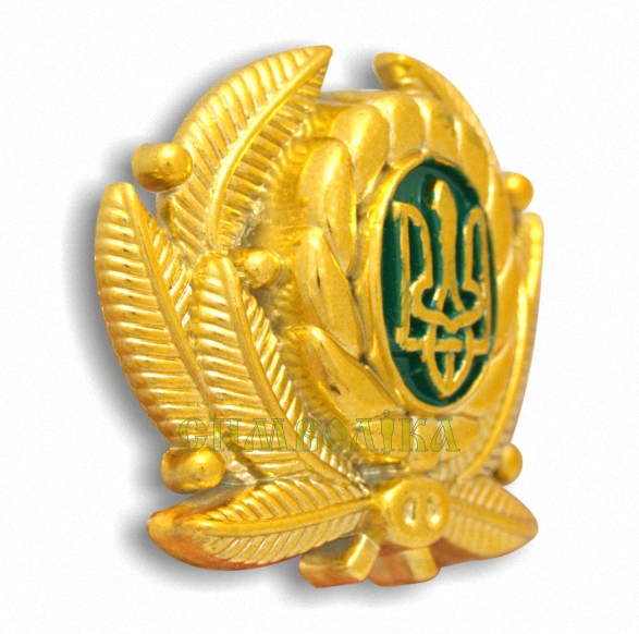 Кокарда Українська залізниця (тризуб) зелений фон