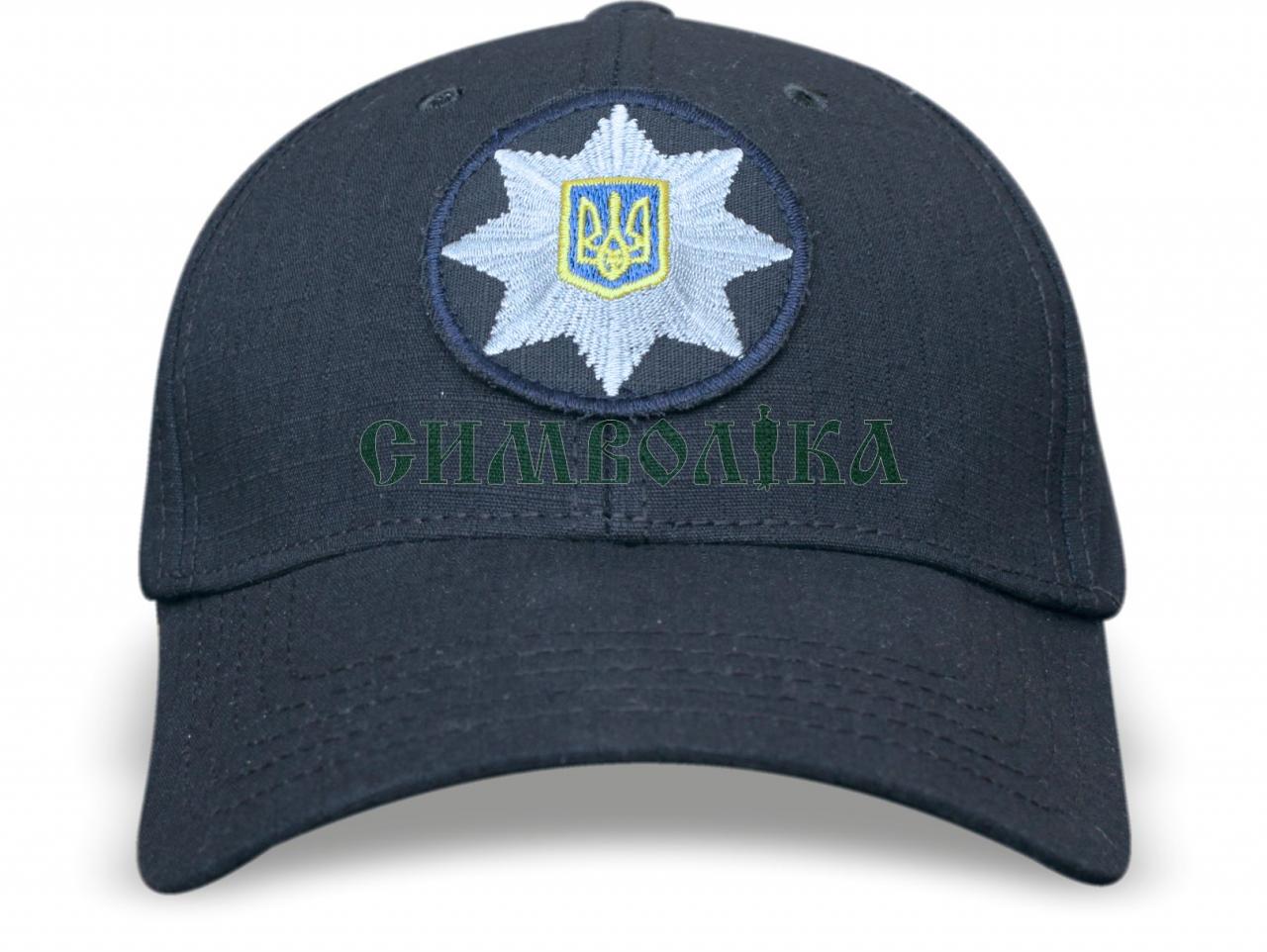 Бейсболка темно-синя для Поліції з кокардою  (50%-бавовна, 50% - поліестр.)
